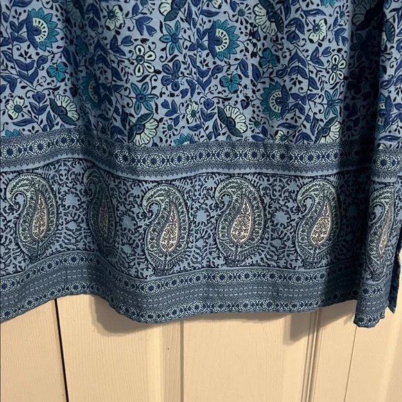 J. JILL Small Petite Sleeveless Blue Paisley Maxi Dress Floral Lined V-Neck - Picture 6 of 13